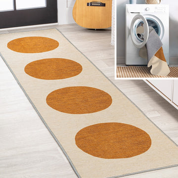 Cirkel Minimalist Geometric Dot Machine-washable Area Rug